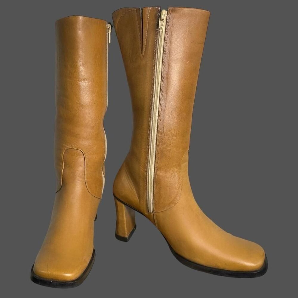 70's Viley Italian Leather Tan Boots EU 37 - Picture 4 of 8